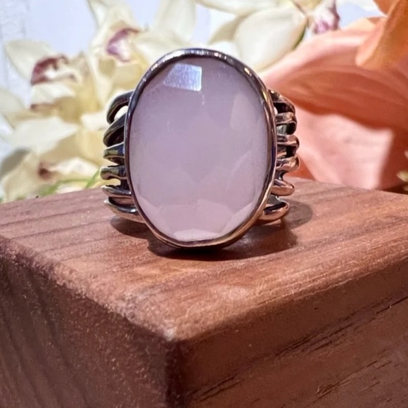 Silpada Retired Rose Quartz Faceted Abstract Statement Ring Sterling Silver 925 - Picture 2 of 15